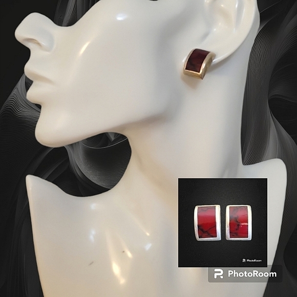 SILPADA Sterling Silver Red Jasper Dome Post Earrings - Picture 1 of 4